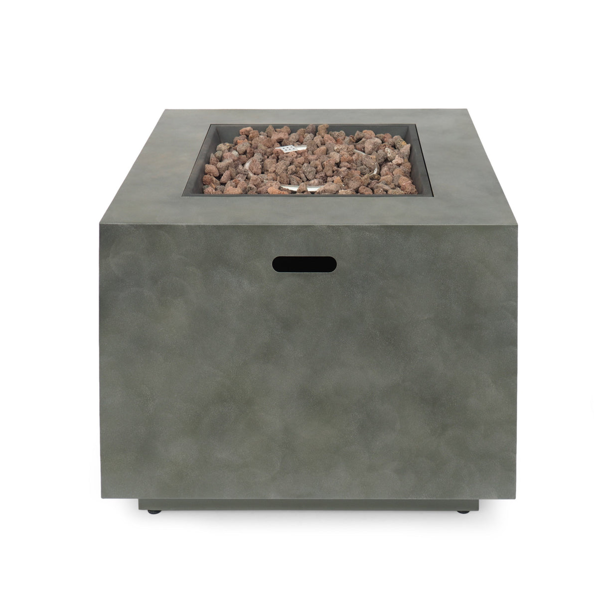 Modern Iron Square Fire Pit with Stone Gray Finish
