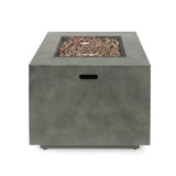 Modern Iron Square Fire Pit with Stone Gray Finish