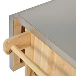 Outdoor Kitchen Island Fir Wood Kitchen Island with Stainless Steel Top