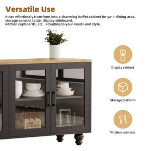 ON-TREND Farmhouse TV Stand with Tempered Glass Doors