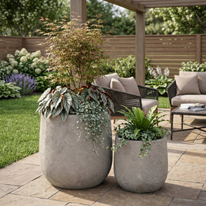 Round Concrete Planter Set of 2 - Antique Grey