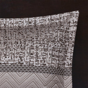 7 Piece Jacquard Comforter Set Grey Taupe Queen