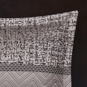 7 Piece Jacquard Comforter Set Grey/Taupe Queen