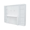 Murphy Bed With Desk and Bookshelf with Solid Pine Wood - White