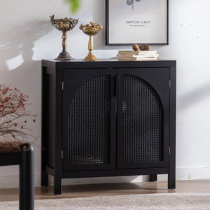 Black Accent Cabinet with 2 Doors - 29 Inch Narrow Credenza