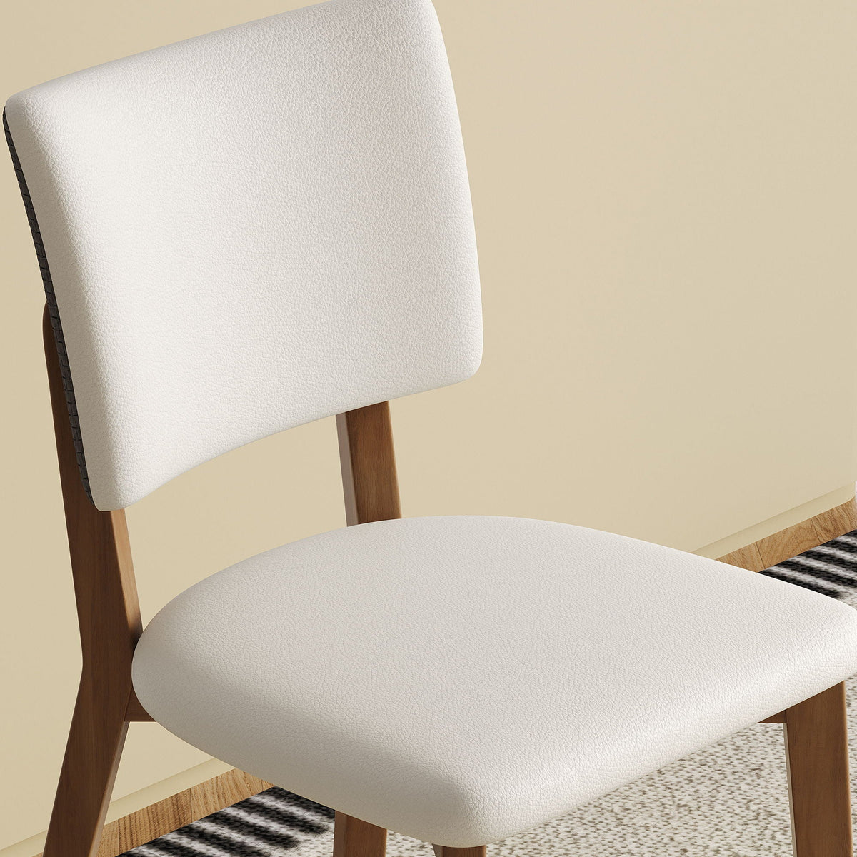 Dining Chair Set of 2 - White / Deep Walnut