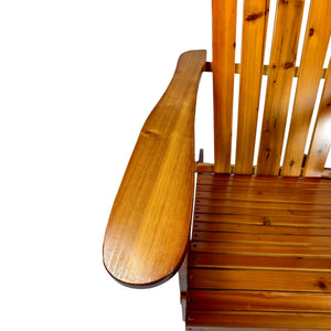 Foldable Solid Wood Adirondack Chair with Classic Design - Oak Finish