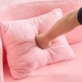 71-Inch Folding Sofa Bed in Pink Chenille with High-Density Foam
