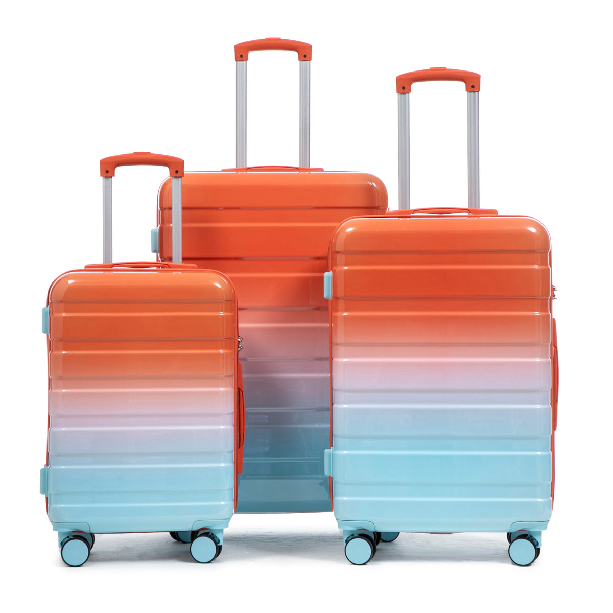 3-Piece Spinner Wheel Luggage Set with Silent Wheels - Blue Red