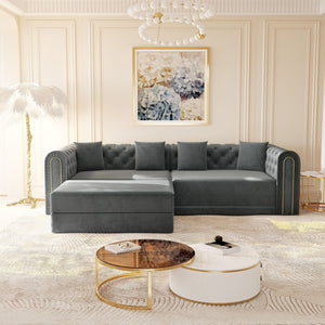 3-In-1 Convertible Sleeper Sofa With Movable Ottoman For Living Room