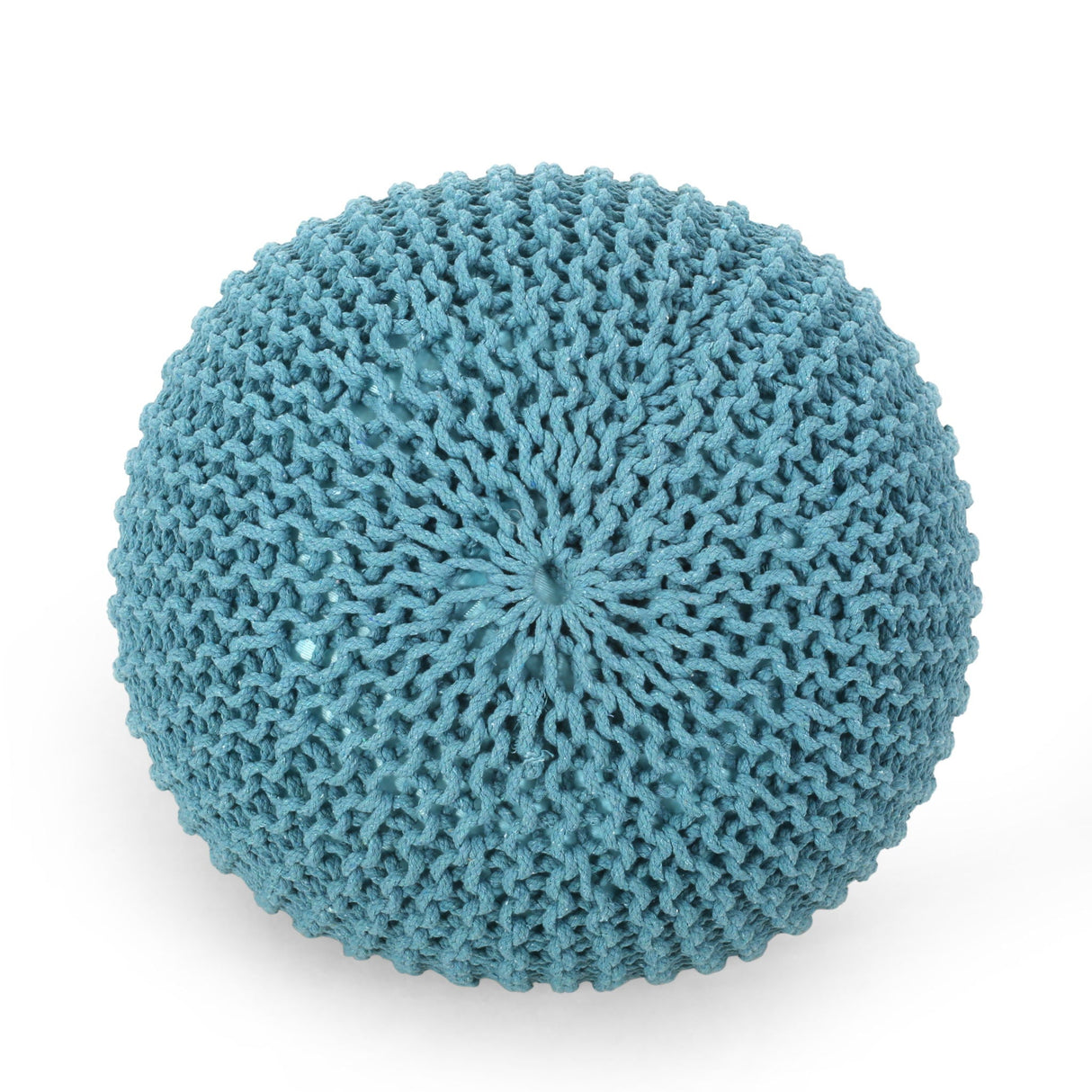 Moro - Knitted Round Pouf With Pumpkin Shape
