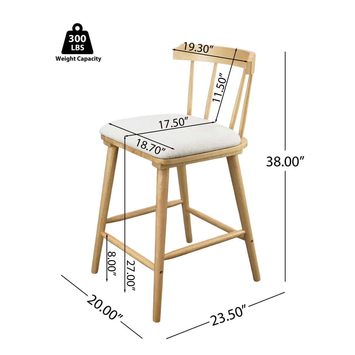 Olivia Indoor Wooden Upholstered Counter Stool