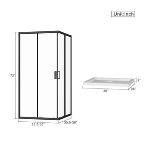 Corner Shower Enclosure with Frameless Pivot Door in Matte Black