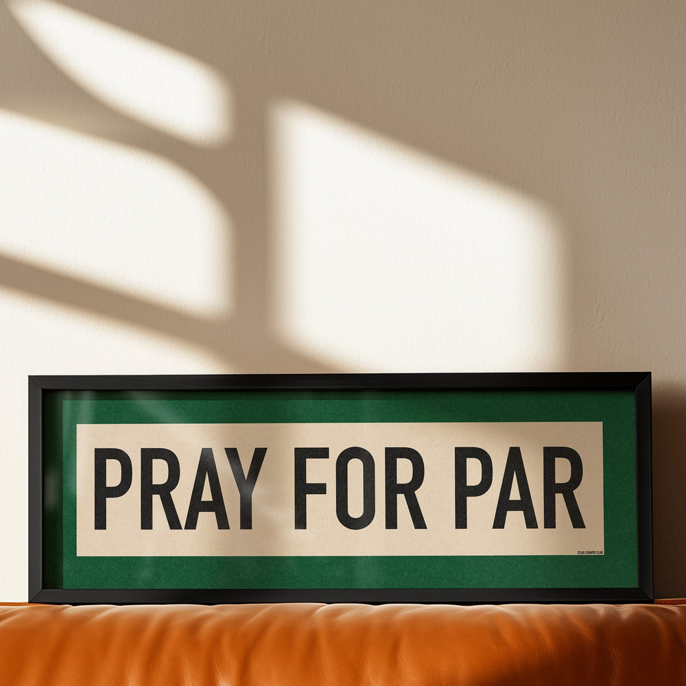 Framed Pray For Par Golf Art Scroll Sign