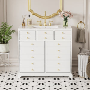 Retro Bathroom Vanity with Sink and Storage Cabinet