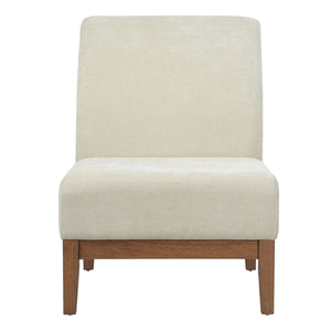 Upholstered Accent Chair - Beige / Walnut