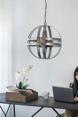 4 Light Galvanized Chandelier with Adjustable Chain