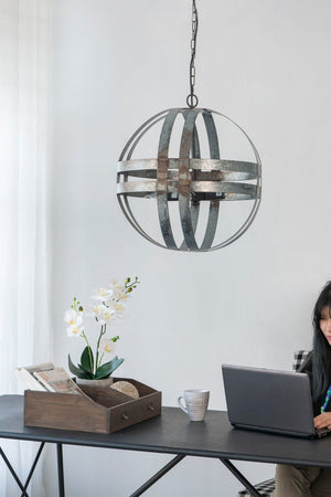 4 Light Galvanized Chandelier, Hanging Light Fixture With Adjustable Chain For Kitchen, Bulb Not Included - Gray