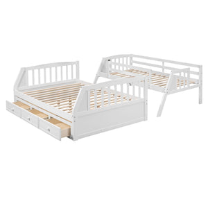 Bunk Bed With Drawers, Ladder And Storage Staircase