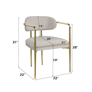 Zayn - Arm Chair (Set of 2) - Beige Chenille & Gold
