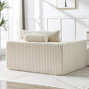 75-Inch Corduroy Sofa Lounge Chair with Removable Footrest