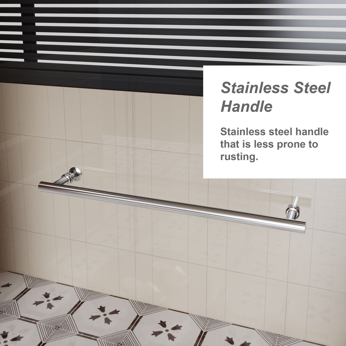 Pivot Shower Door With Handle, 1 / 4" Thick - Chrome