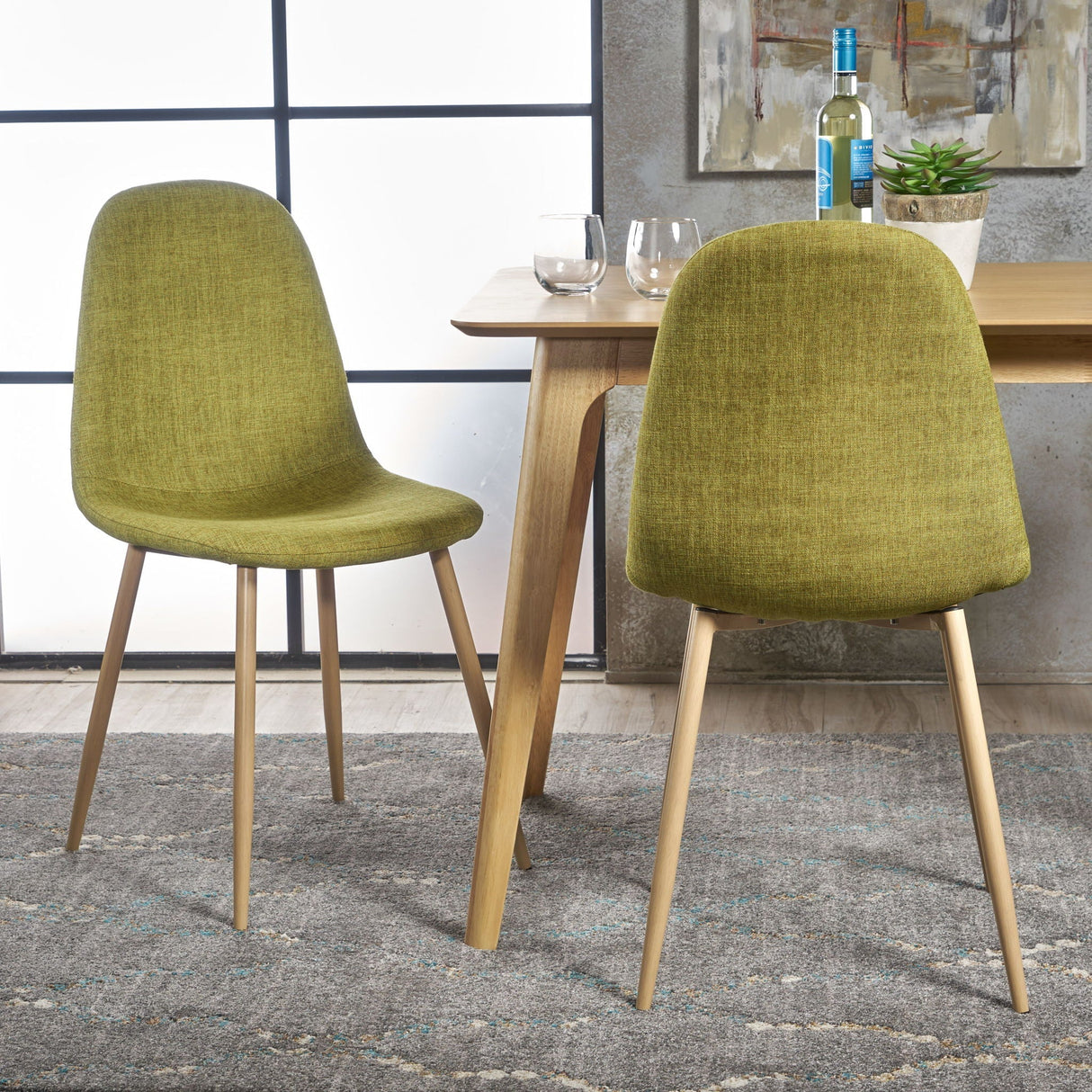 Modern Minimalist Fabric Dining Chair with Iron Legs