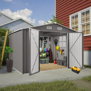 Large Outdoor Storage Shed with Lockable Door and Air Vent - Dark Gray