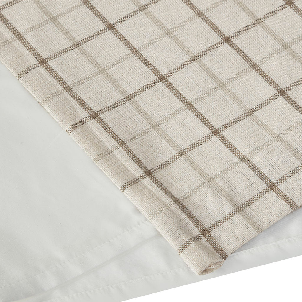Plaid rod pocket and back tab curtain panel with fleece lining