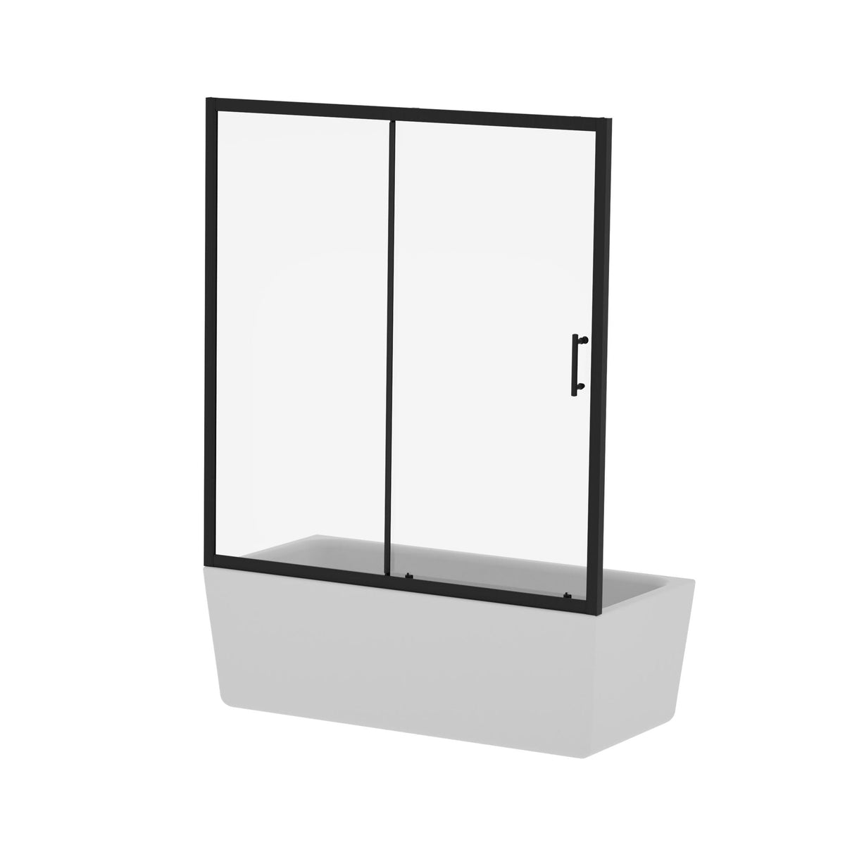 Sliding Shower Door For Bathtub - Matt Black