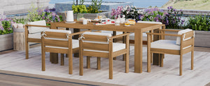 TREXM 7-Piece Patio Dining Table Set for 6,Outdoor Furniture Sets with 72.8'Rectangle Table,Patio Table and Chairs Set with Removable Cushions for Backyard,Garden,Poolside(Light Teak+Beige Cushion)