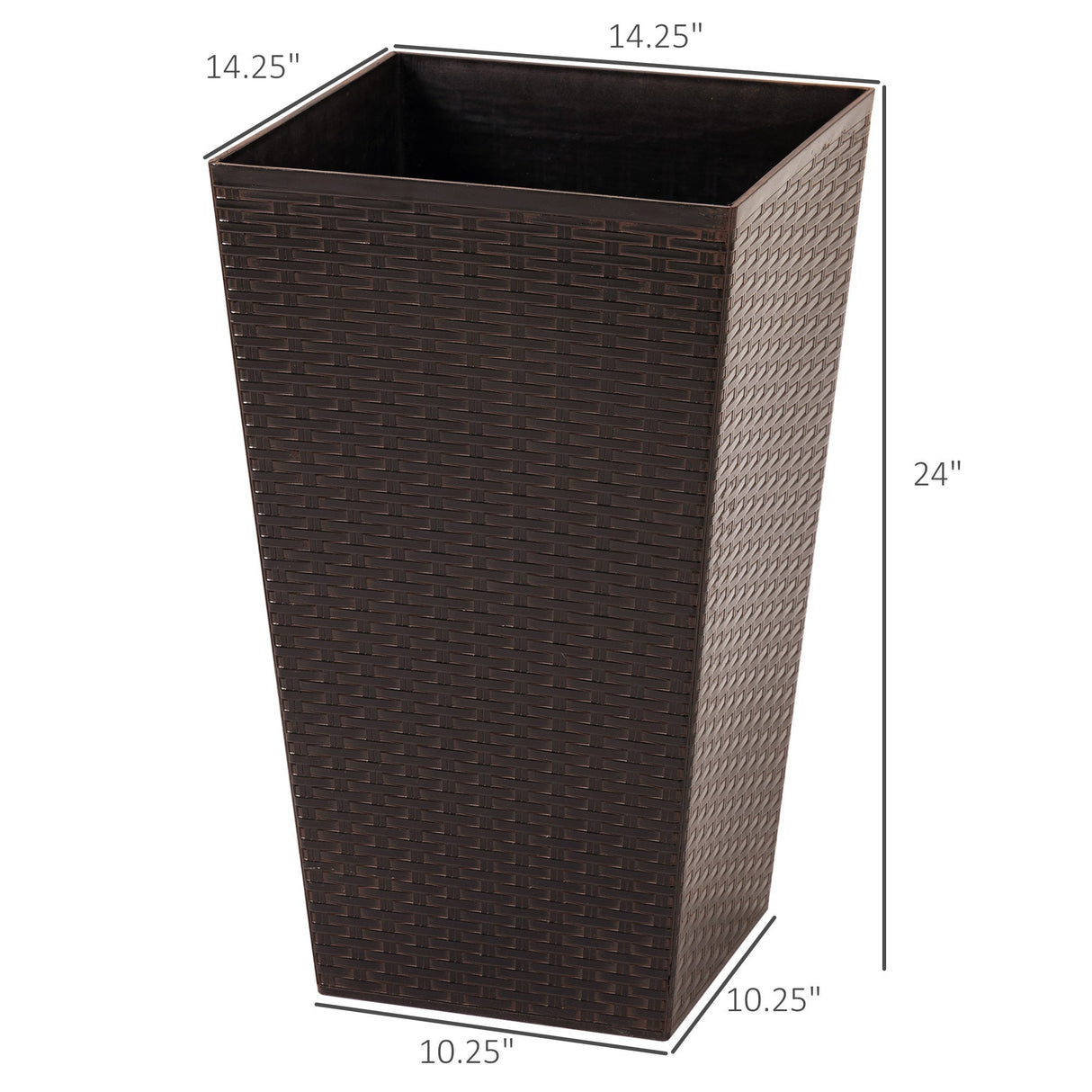 Outsunny set of 3 tall planters with drainage hole, outdoor flower pots, indoor planters for porch, front door, entryway, patio and deck