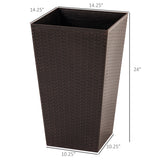 Outsunny set of 3 tall planters with drainage hole, outdoor flower pots, indoor planters for porch, front door, entryway, patio and deck