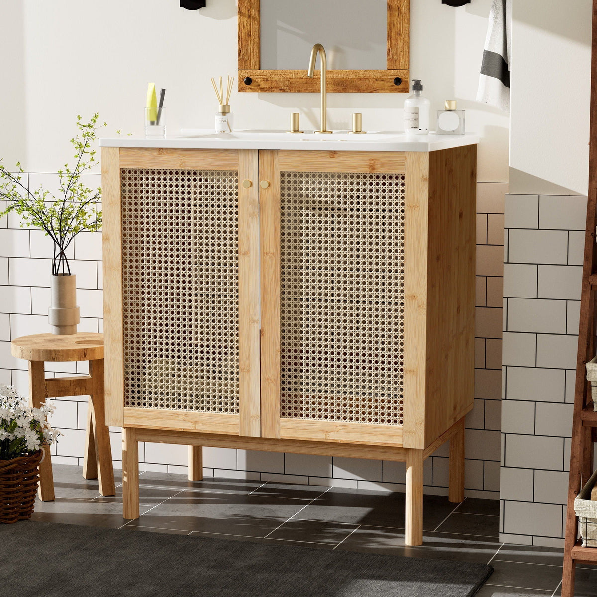 Bathroom Vanity Cabinet with Soft-Close Doors - Dark Brown or Light Brown