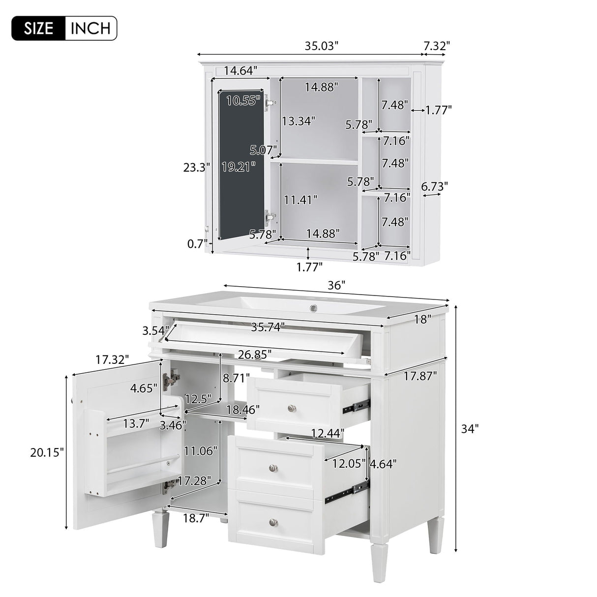 Bathroom Vanity With Top Sink, Storage Cabinet With Mirror