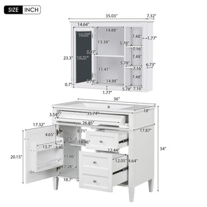 Bathroom Vanity With Top Sink, Storage Cabinet With Mirror