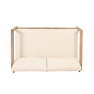 Outdoor Acacia Wood Loveseat and Coffee Table Set with Cushions