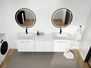 72" Bathroom Vanity With Resin Sink, Soft Close Doors and 1-Side Cabinet