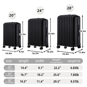 ABS Spinner Wheel Luggage Carry On Suitcase with Cup Holder and USB Port