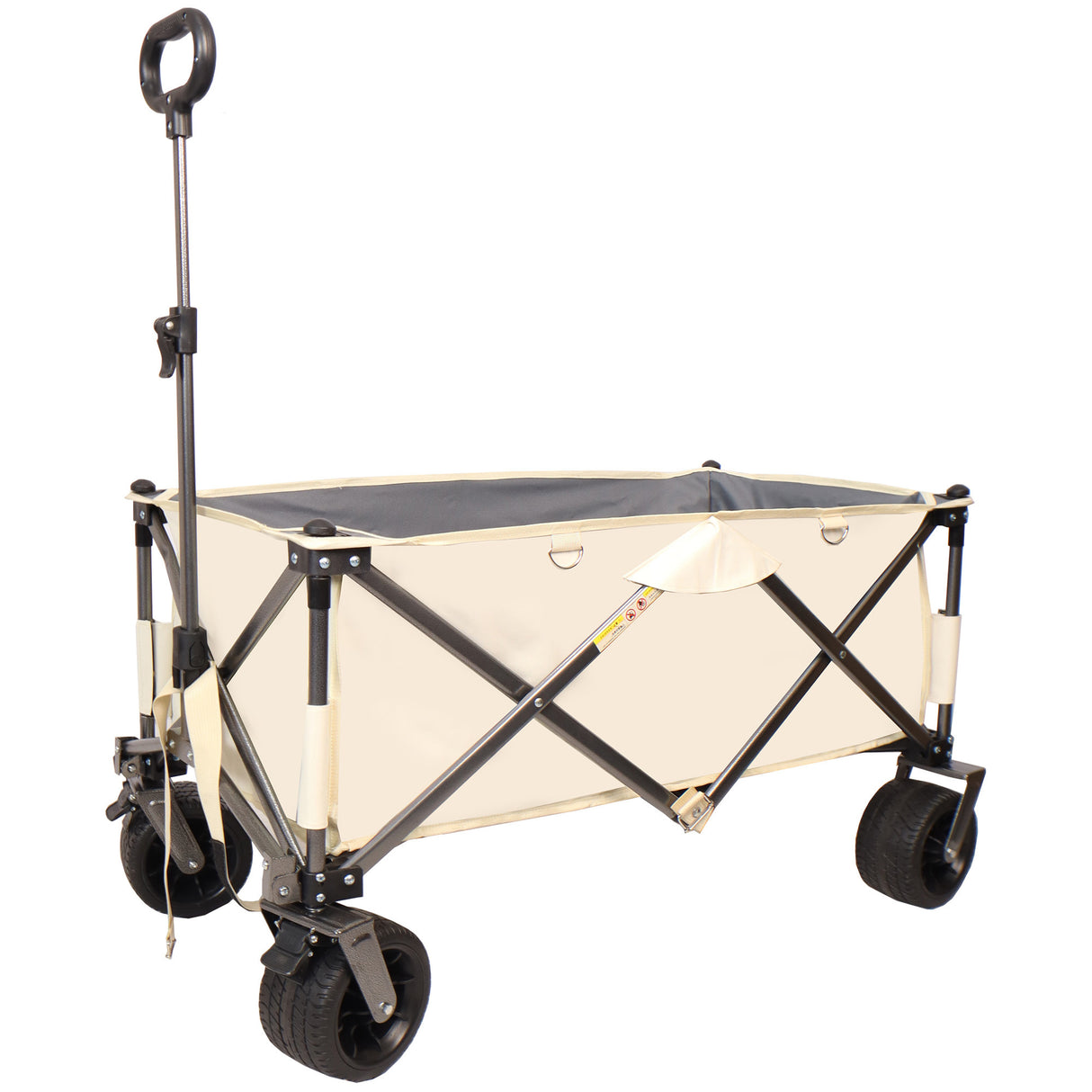 Folding Antique White + Gray Folding Utility Wagon Cart with All-Terrain Wheels