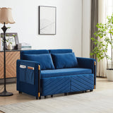 Convertible Velvet Loveseat Sleeper with Arm Storage and Adjustable Back