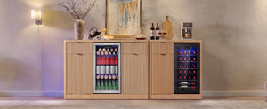 K&K 2-Piece Coffee Bar Cabinet with Fridge Space