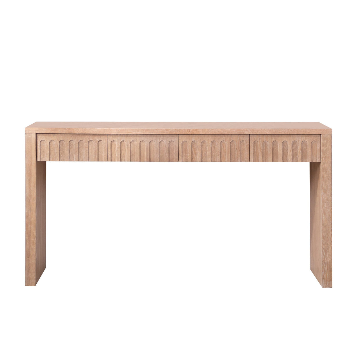 Modern Console Table with 4 Drawers – 59.2 Entryway Table in Natural Wood Finish