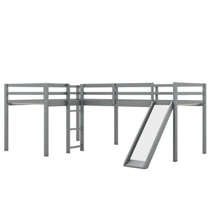 L Shaped Loft Bed With Ladder And Slide