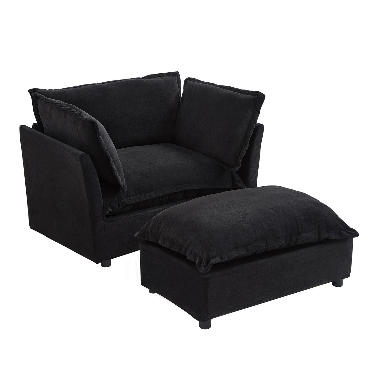 Modern Armchair Sofa 47" Cozy Upholstered Sofa Chair with Movable Ottoman