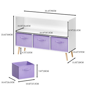 Bookcase With Collapsible Drawers, Book Display Organizer