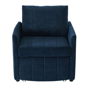 Upholstered Convertible Sleeper Sofa With 5 Position Backrest, Side Pockets, Storage