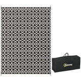 Reversible outdoor rug, 9' x 12' waterproof plastic straw floor mat,  black & white clover