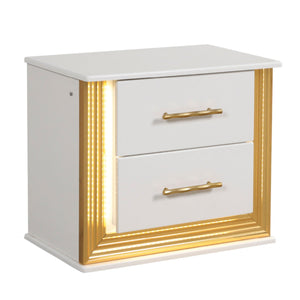 Obsession - 2 Drawer LED Nightstand - White