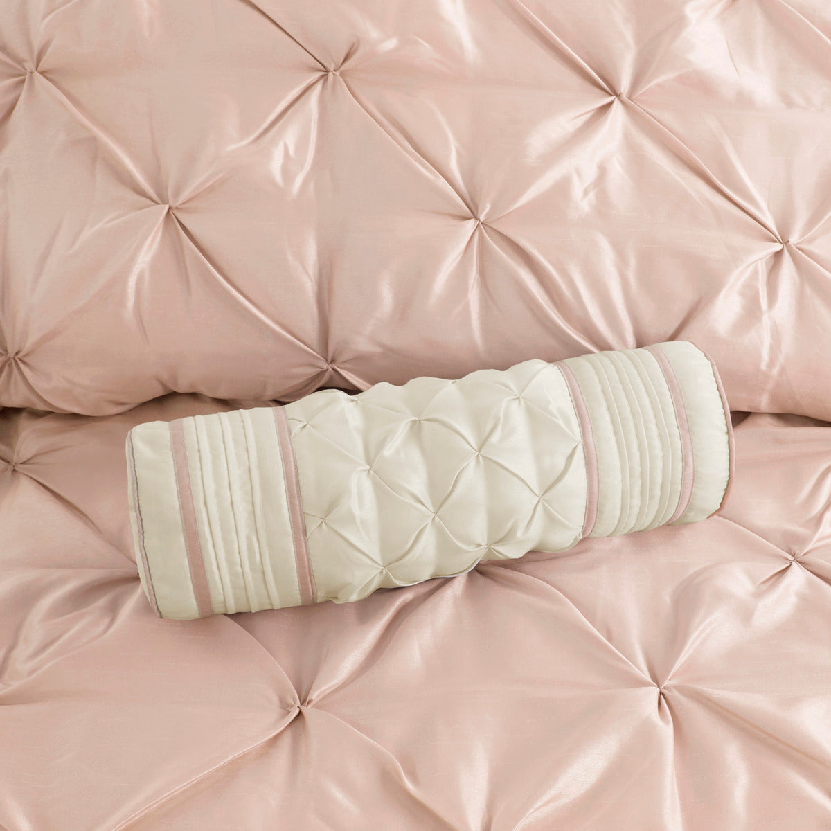 7 Piece Tufted Comforter Set Blush California King